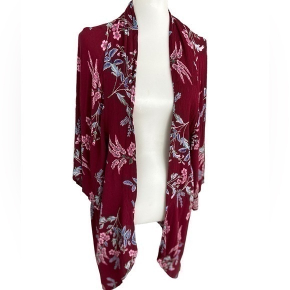 Patrons of peace KIMONO floral open front cardigan